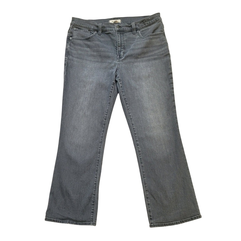 Madewell Mid-Rise Kick‎ Out Jeans  Wash Gray Black Flare Denim 32